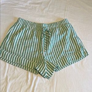 Green and White Striped Shorts